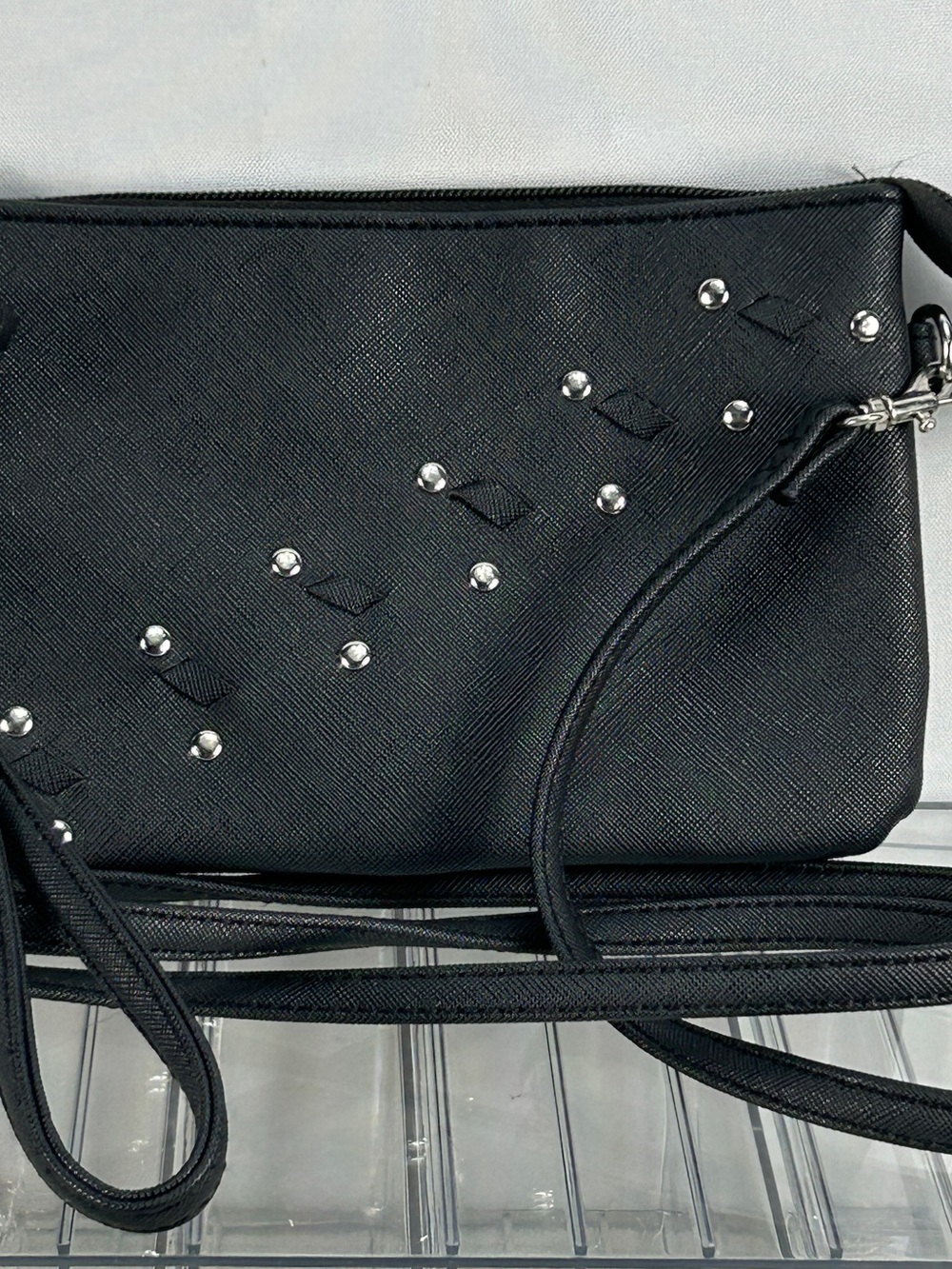 Black Studded Crossbody Bag - Sleek Everyday Style